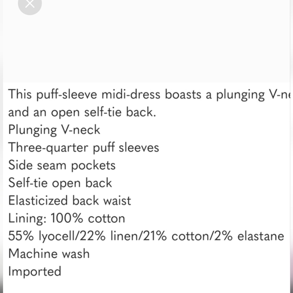 Christie Puff Sleeve Plunge Midi Dress Size 10 - Picture 14 of 14